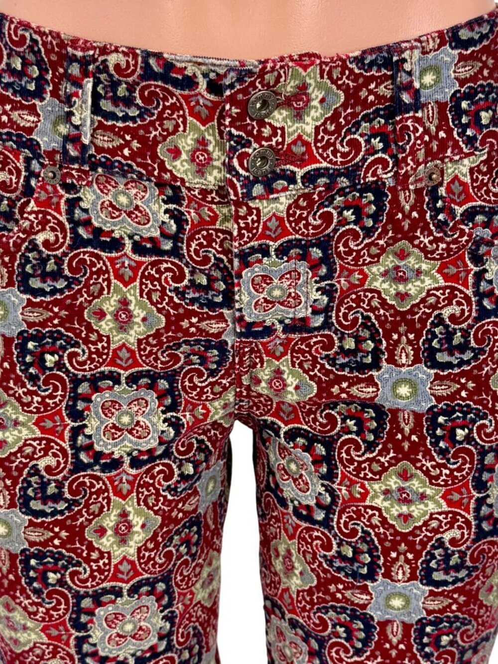 VTG NWT Tommy Hilfiger Paisley Floral Wide Leg Corduroy Jeans | Boho Grunge Y2K - Picture 3 of 16